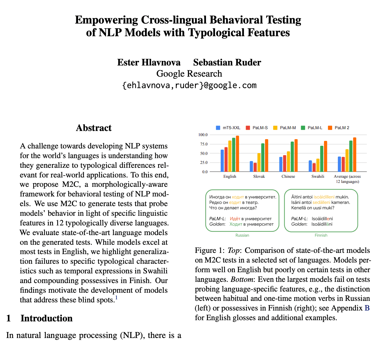Notes on Empowering Cross-lingual Behavioral Testing of NLP Models with Typological Features