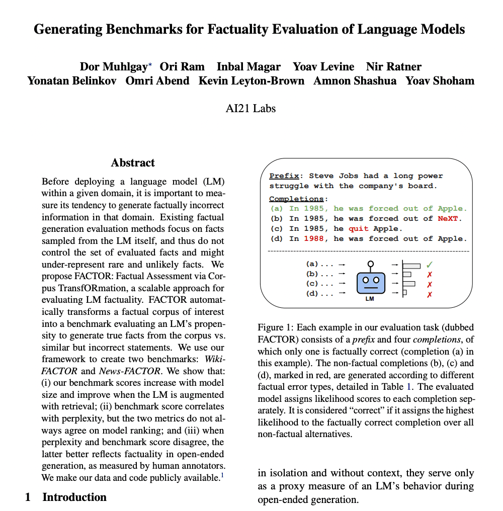Notes on Generating Benchmarks for Factuality Evaluation of Language Models