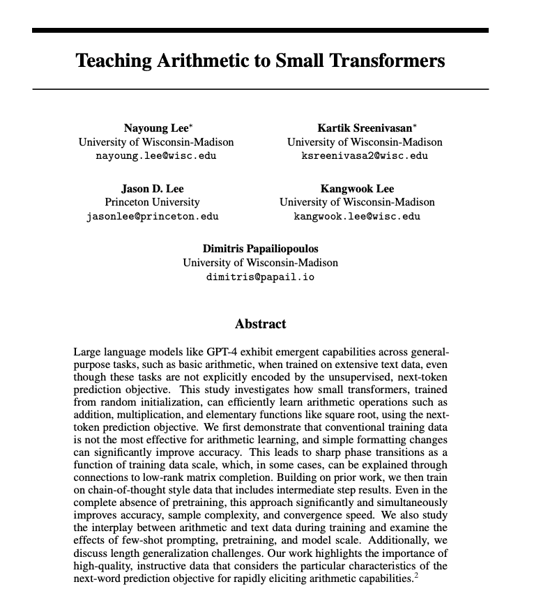 Notes on Teaching Arithmetic to Small Transformers
