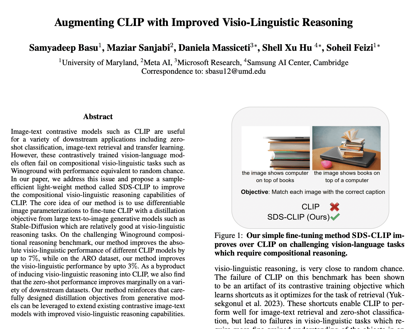 Notes on Augmenting CLIP with Improved Visio-Linguistic Reasoning