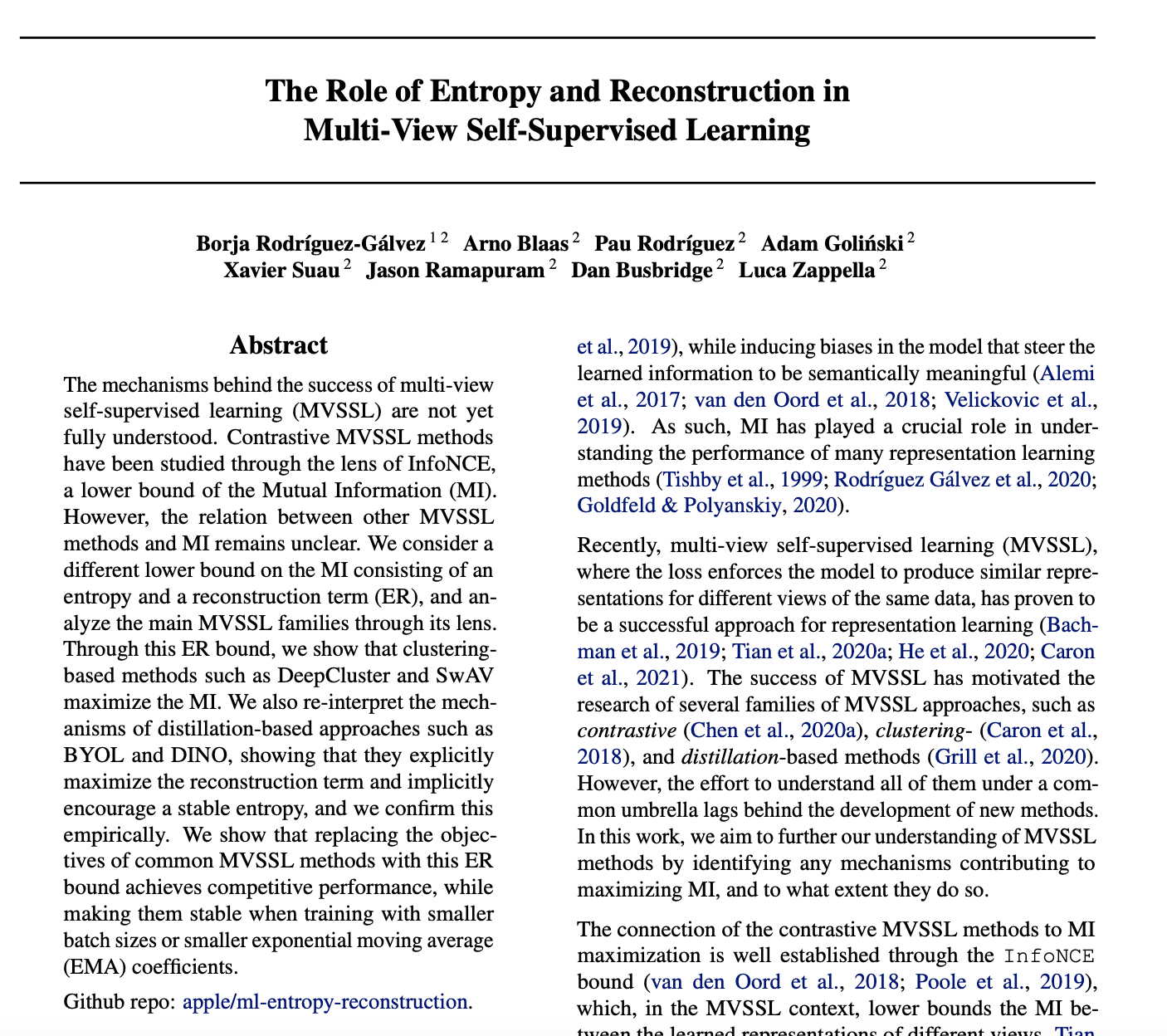 Notes on The Role of Entropy and Reconstruction in Multi-View Self-Supervised Learning