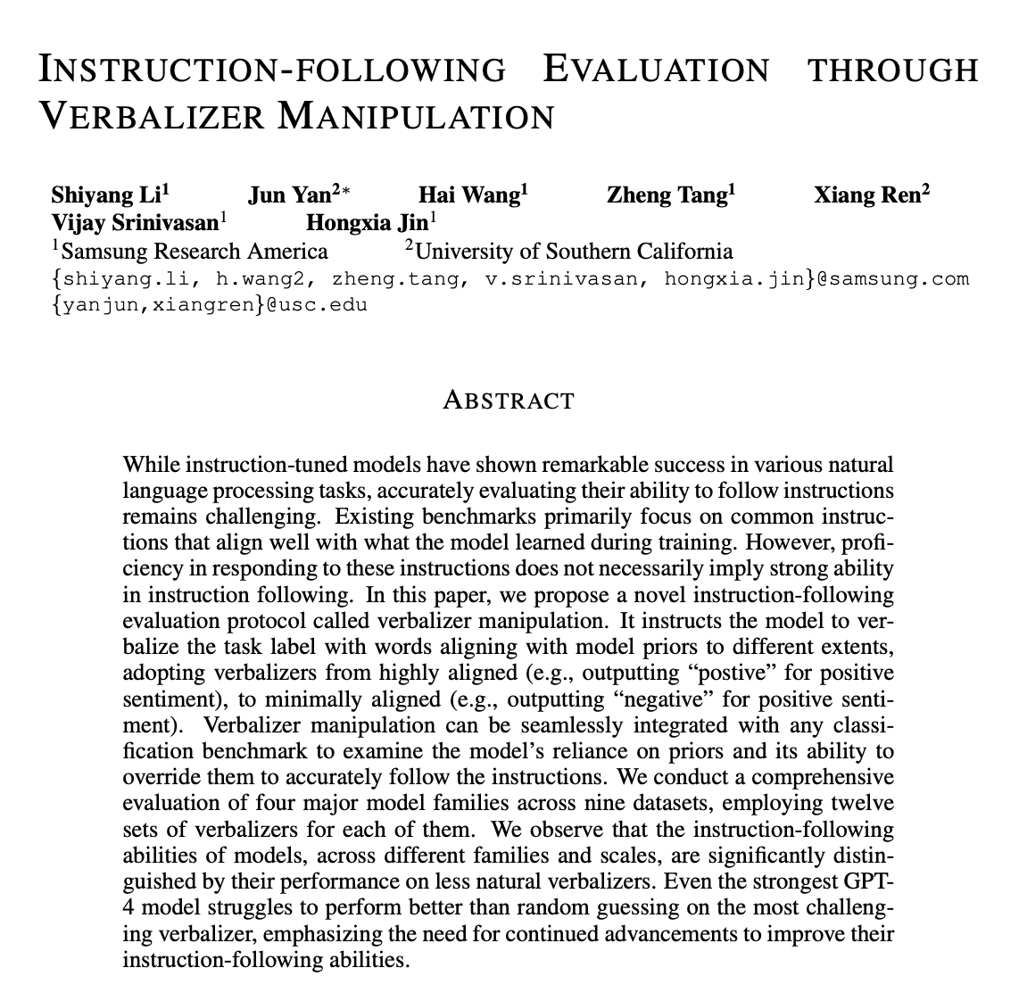 Notes on Instruction-following Evaluation through Verbalizer Manipulation