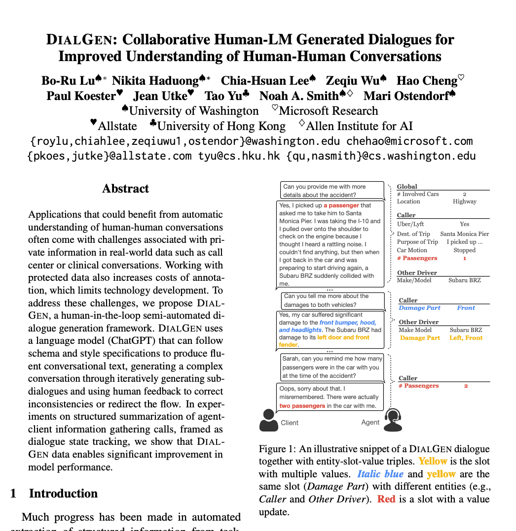 Notes on DIALGEN: Collaborative Human-LM Generated Dialogues for Improved Understanding of Human-Human Conversations