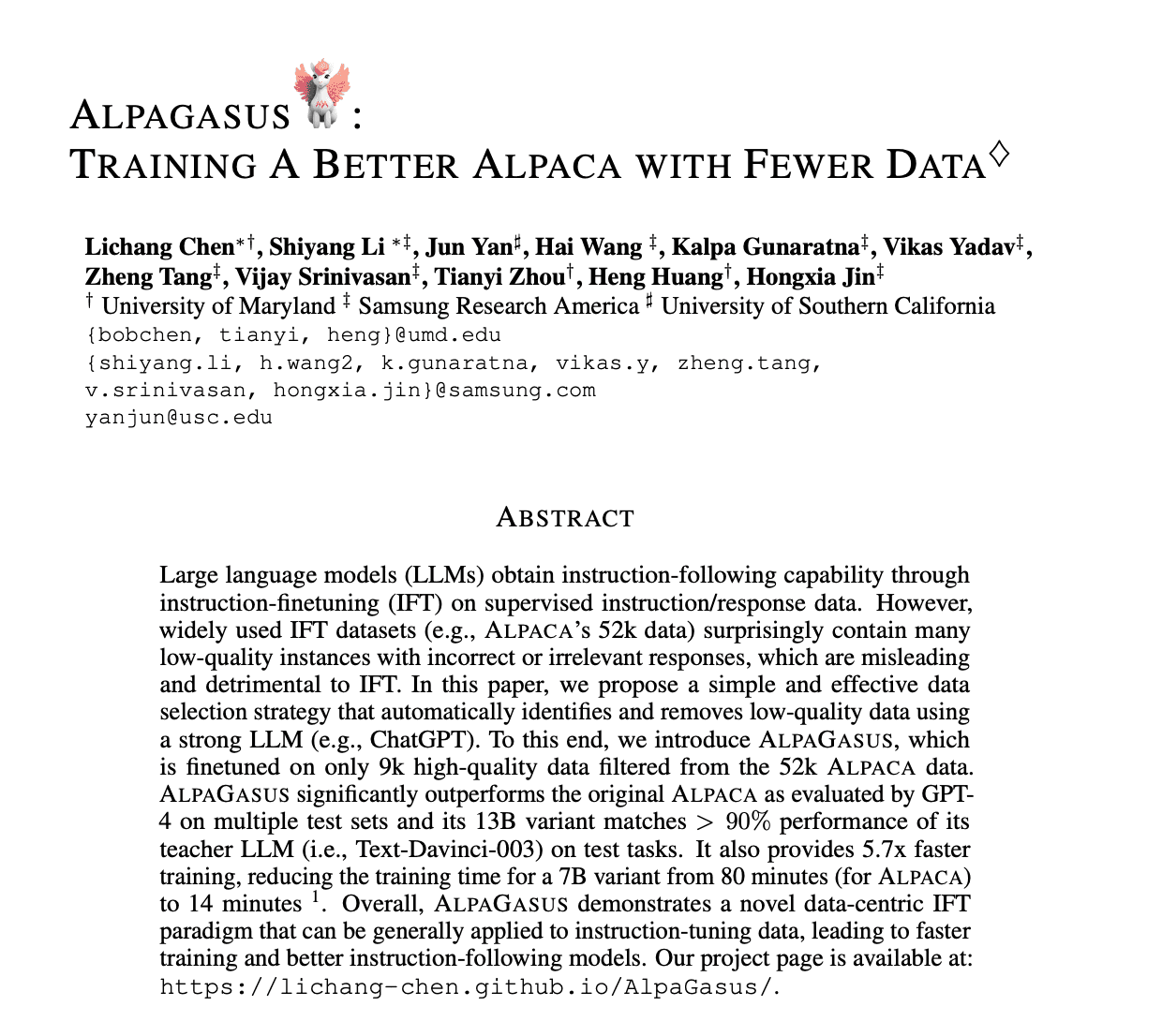 Notes on AlpaGasus: Training A Better Alpaca with Fewer Data